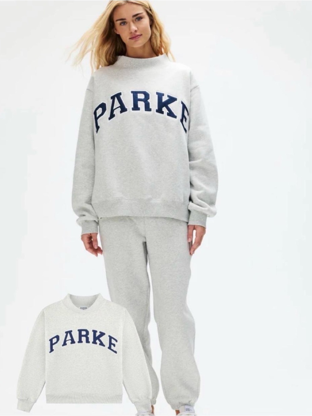 PARKE Heritage Mockneck Original Heather Grey Women's Cozy Soft Sweatshirt S/M - Picture 2 of 4